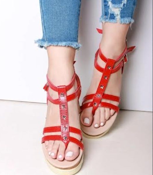 Sandalia p/dama Traviesa Color: Rojo Talla: 36-40