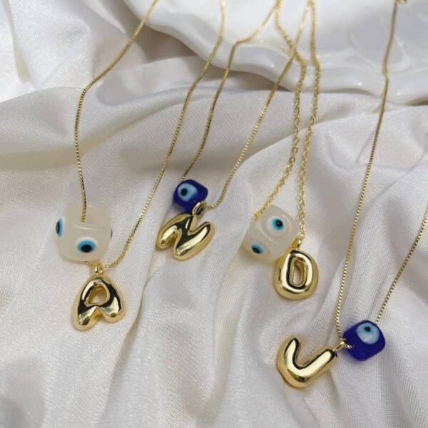 Cadenas de gorfil, con cubo de ojos turcos y letra de Acero inoxidable, completamente personalizadas