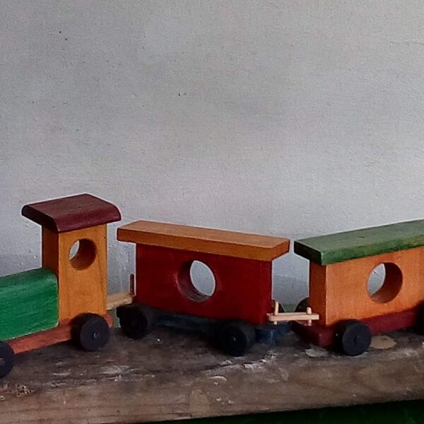 Tren madera policromada